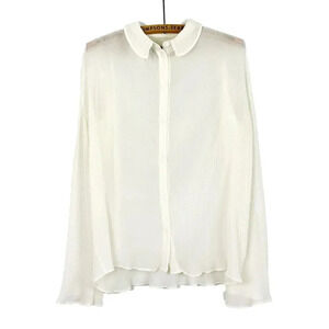 Something Navy Womens XS Off White Pleated Button Up Blouse